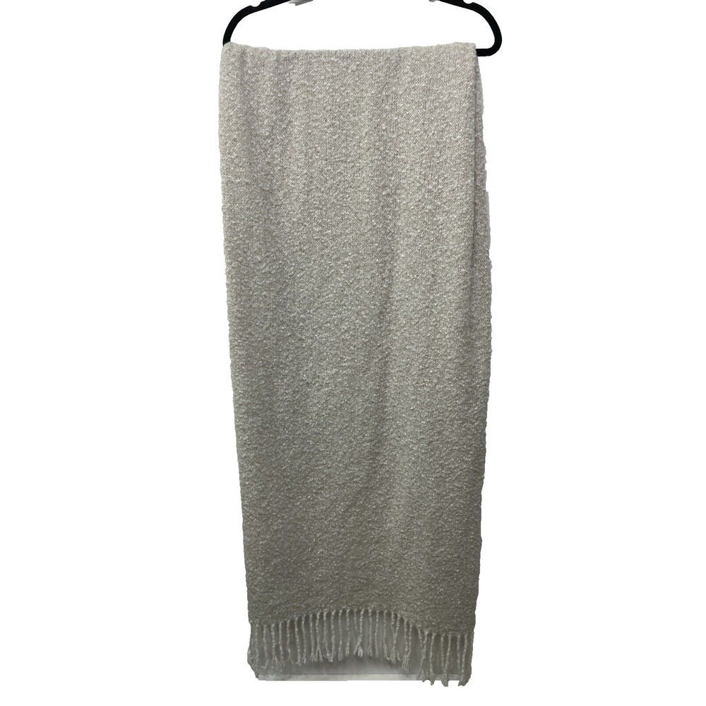 American Eagle Knit Blanket Scarf Wrap Beige Oversize Snuggle Fringe Cottagecore
